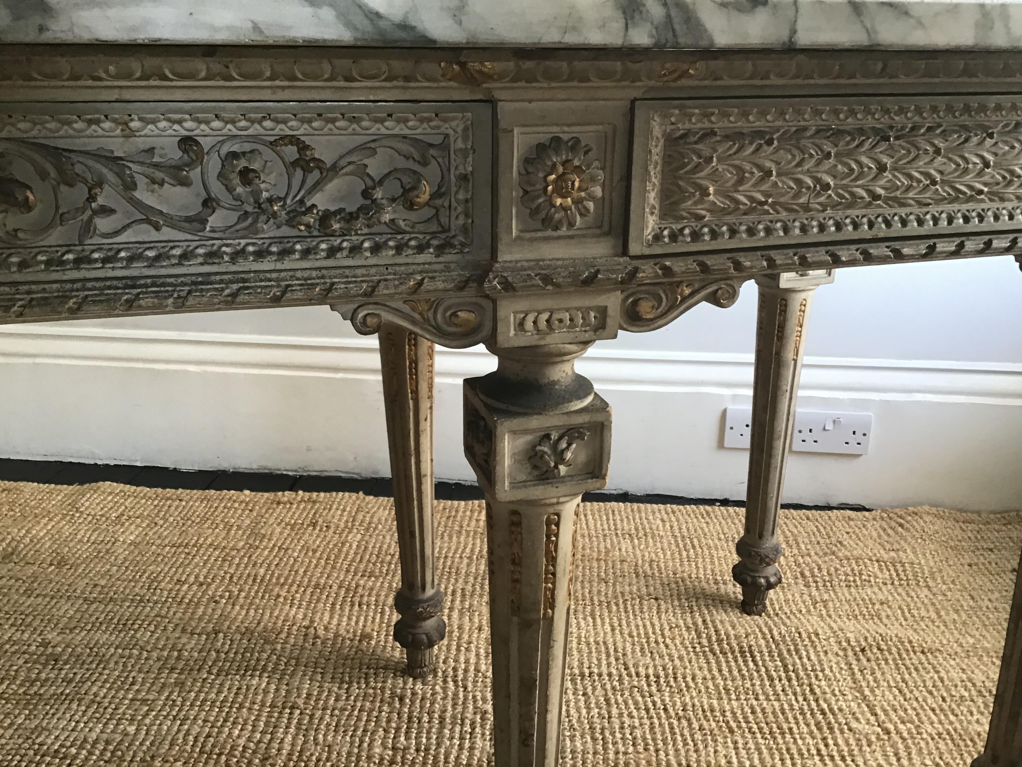 North Italian Louis XVI Style Breche Violette Marble and Parcel Gilt Console For Sale 1