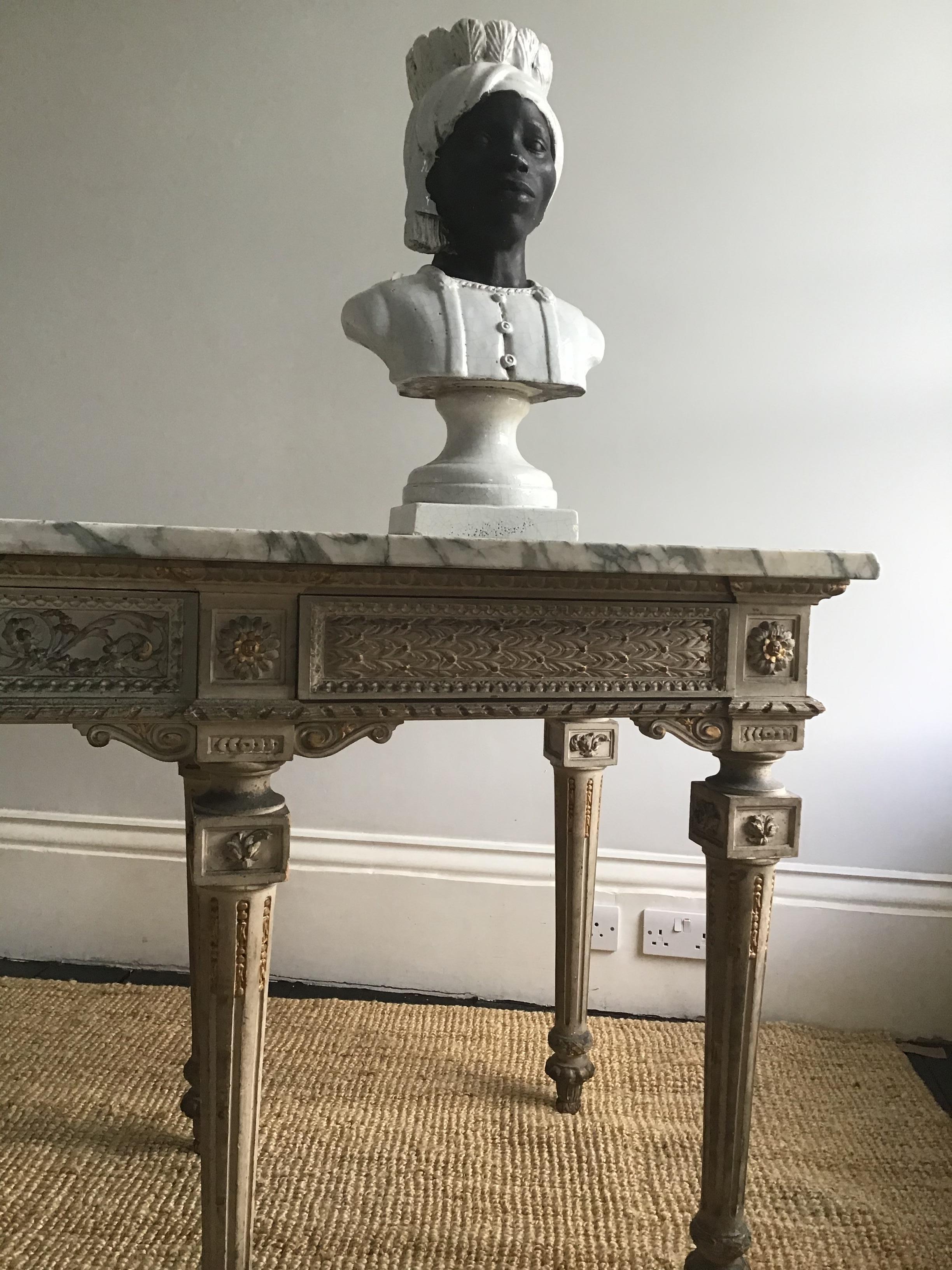 North Italian Louis XVI Style Breche Violette Marble and Parcel Gilt Console For Sale 4