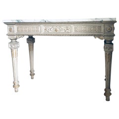 North Italian Louis XVI Style Marble and Parcel-Gilt Console Table