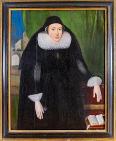 Huge 16th Century North Italian Old Master Oil on Wood Panel Portrait Lady Ruff