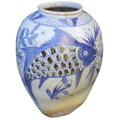 North Korean Blue & White Jar