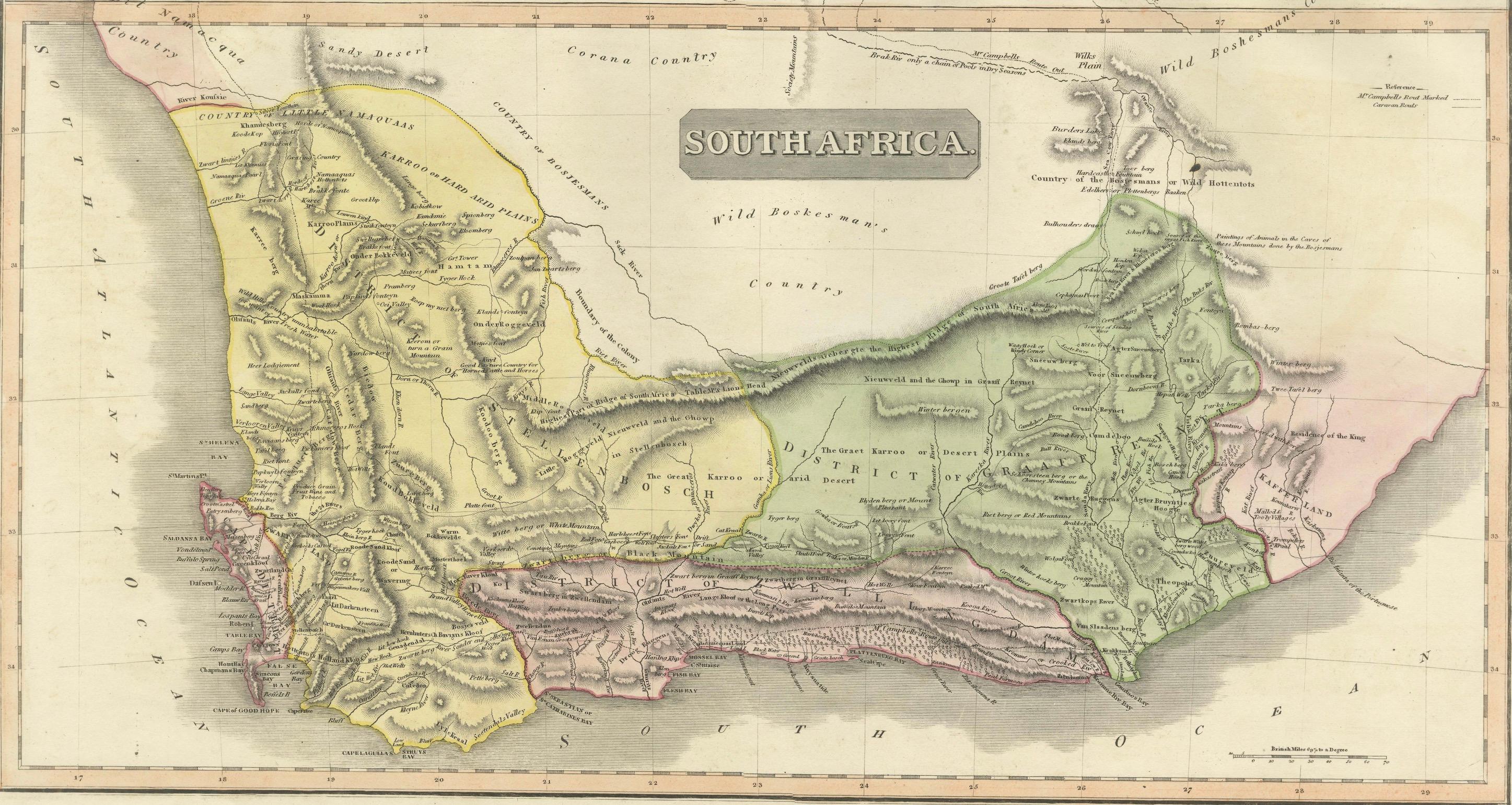 North & South Africa – Elegant Double Map, Hand-Colored, c.1825