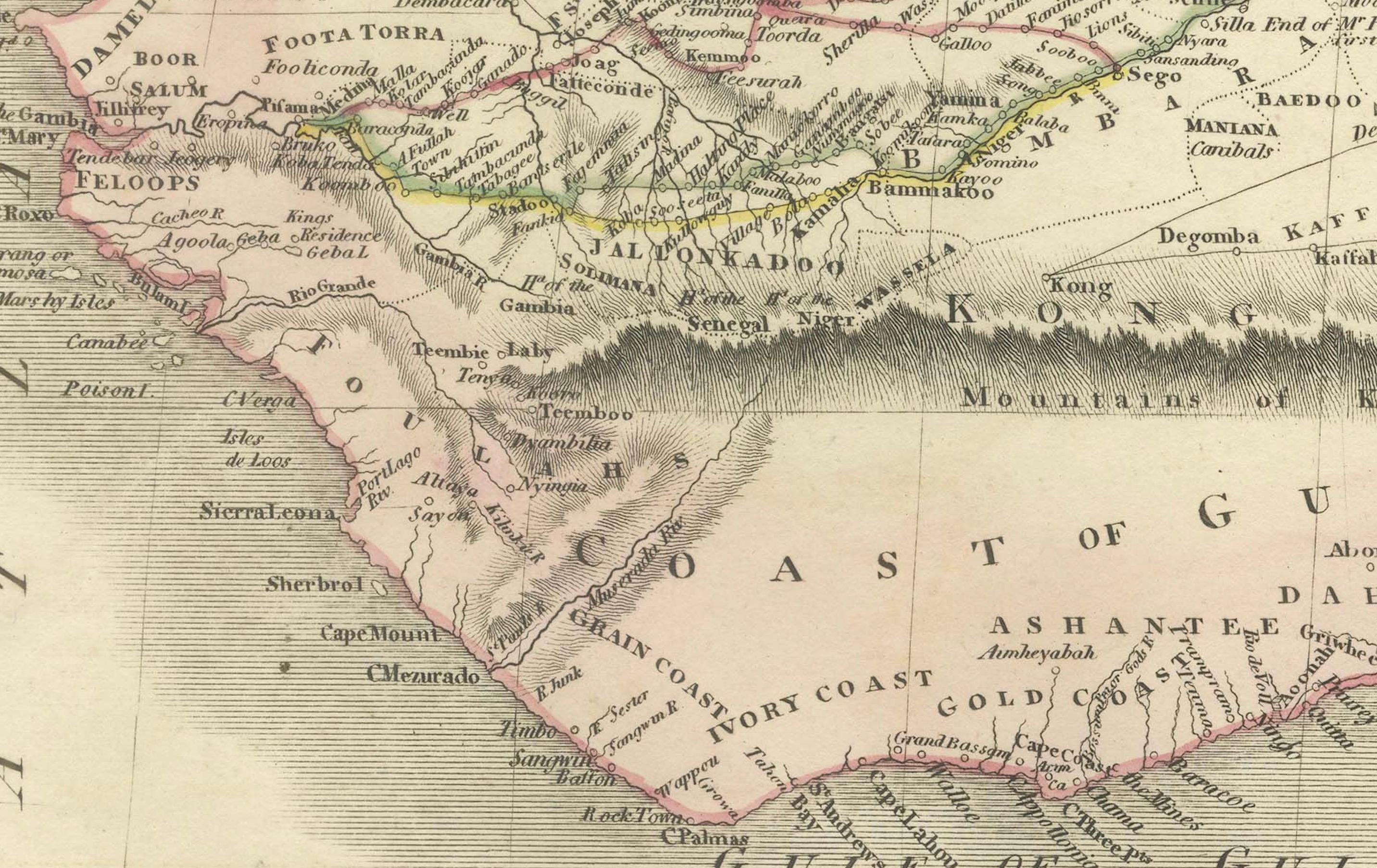 North & South Africa – Elegant Double Map, Hand-Colored, c.1825