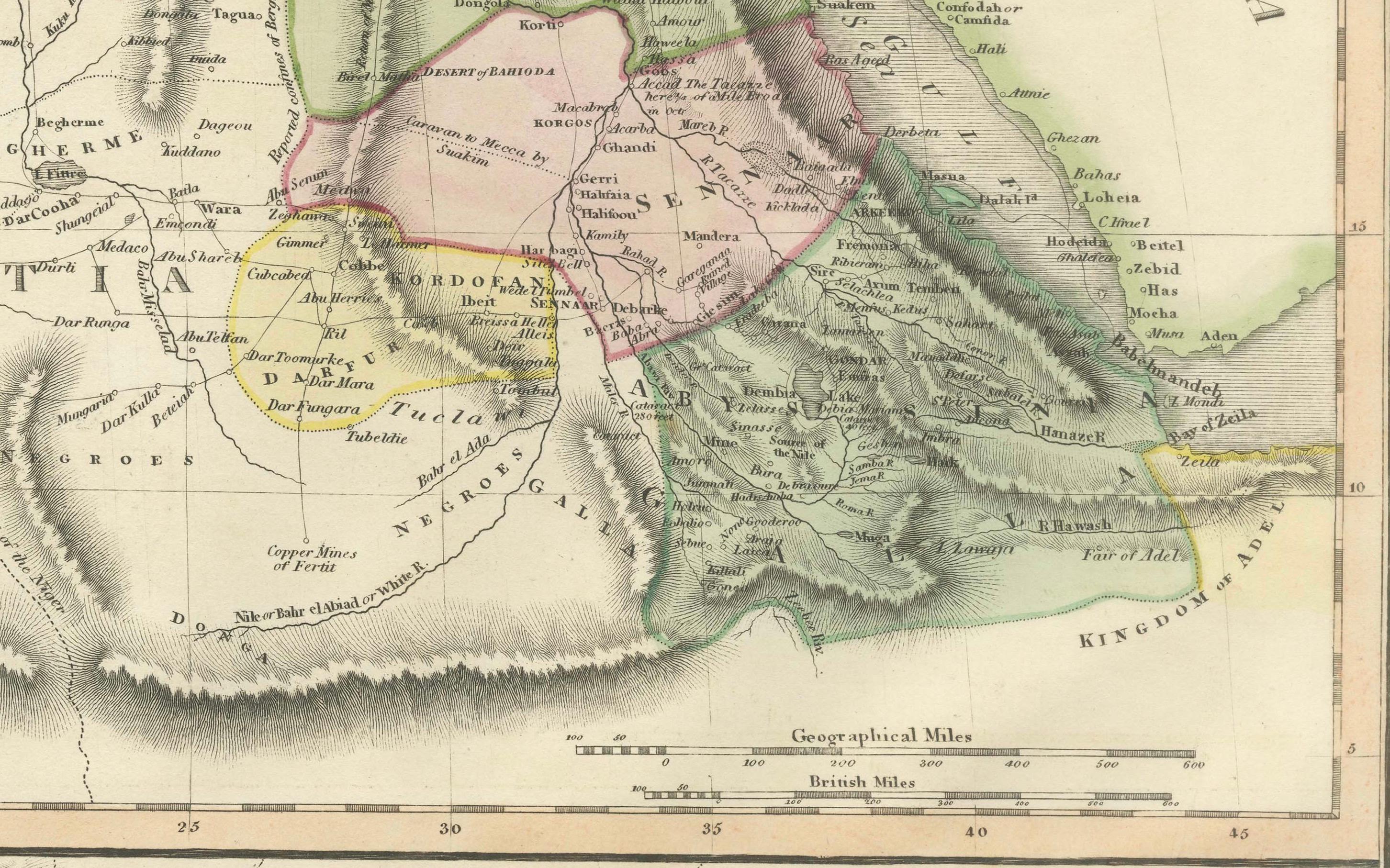 North & South Africa – Elegant Double Map, Hand-Colored, c.1825