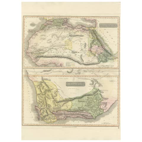 North & South Africa – Elegant Double Map, Hand-Colored, c.1825