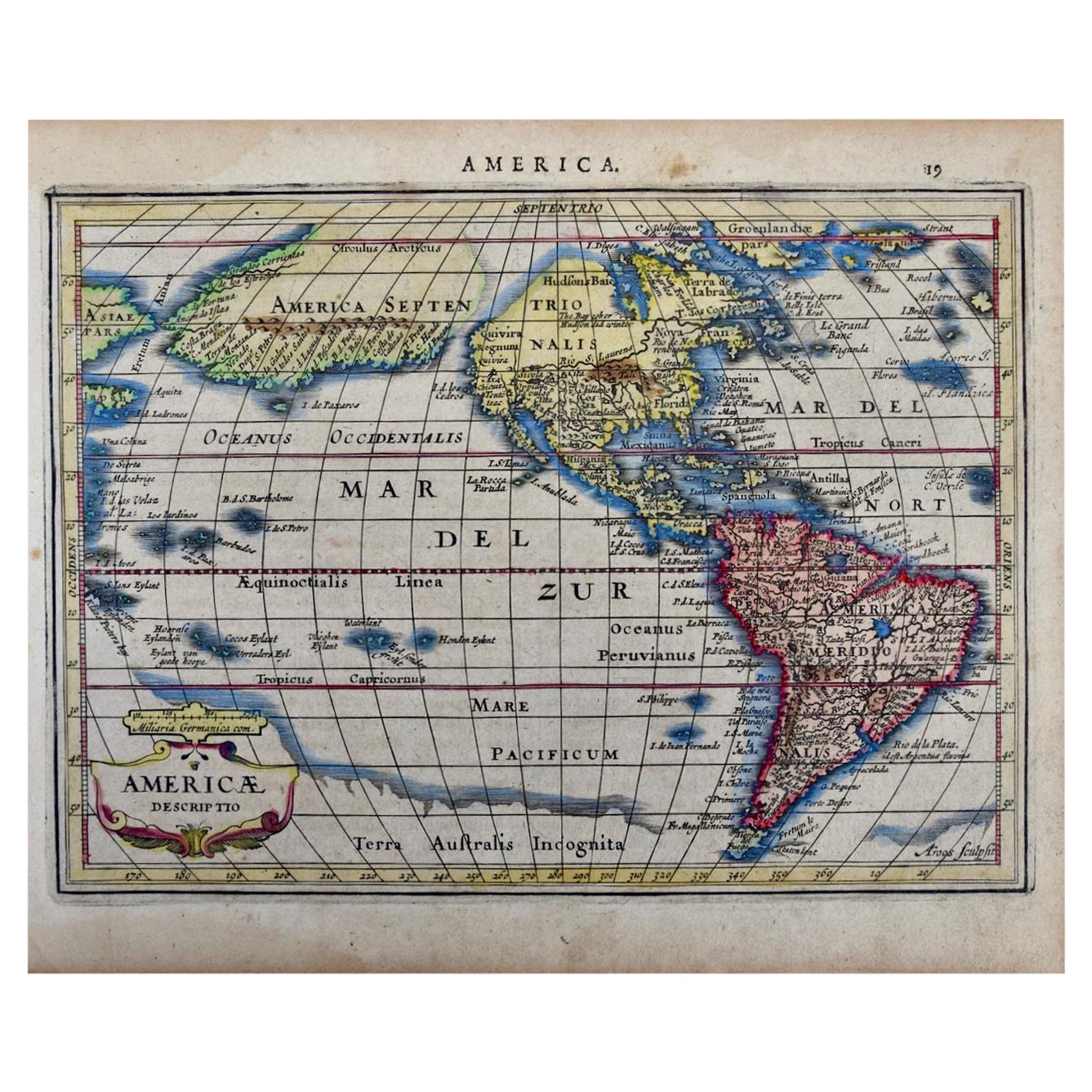America del Nord e del Sud: Una mappa colorata a mano del XVII secolo di Jansson & Goos