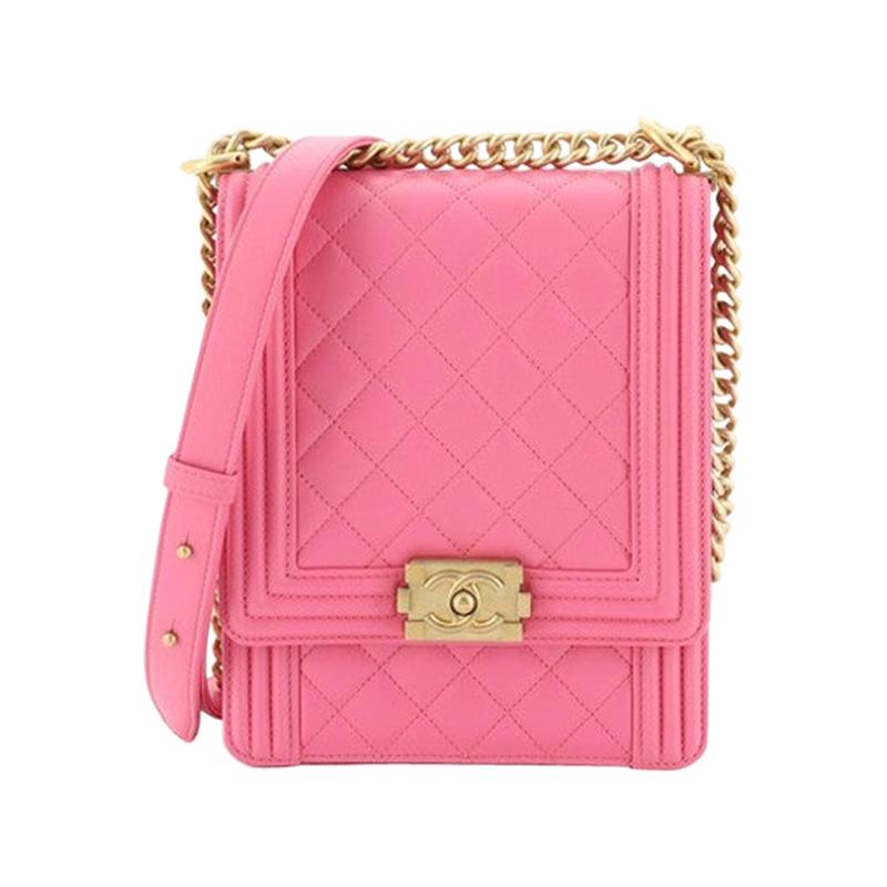 North South Boy Flap Bag Quilted Caviar Small