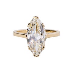 North-South Navette Diamond Solitaire Ring