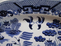 North Staffordshire Oval Platter Transferware in the Blue Willow Pattern