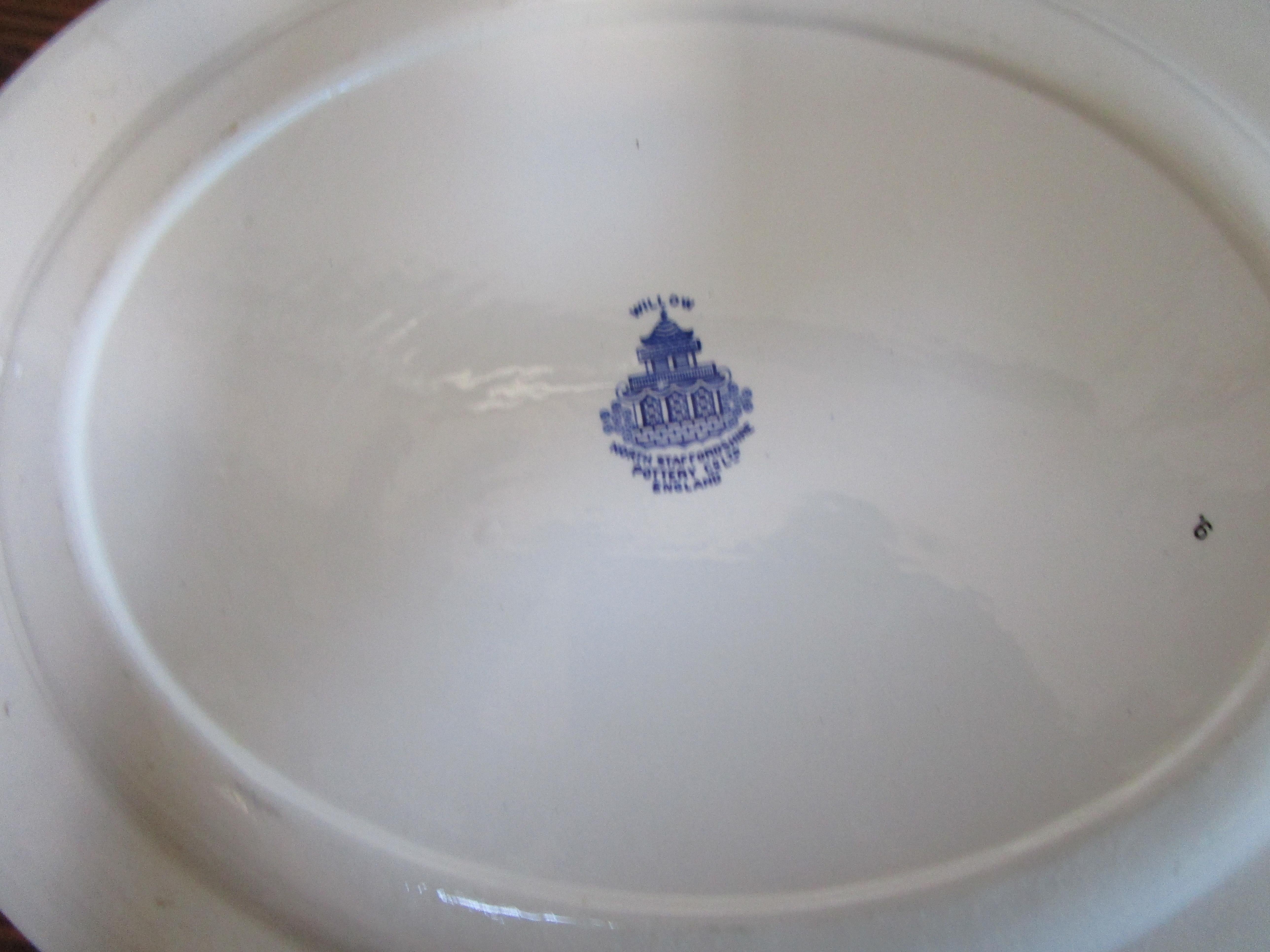 English North Staffordshire Oval Platter Transferware in the Blue Willow Pattern For Sale