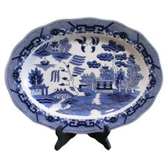 North Staffordshire Oval Platter Transferware in the Blue Willow Pattern