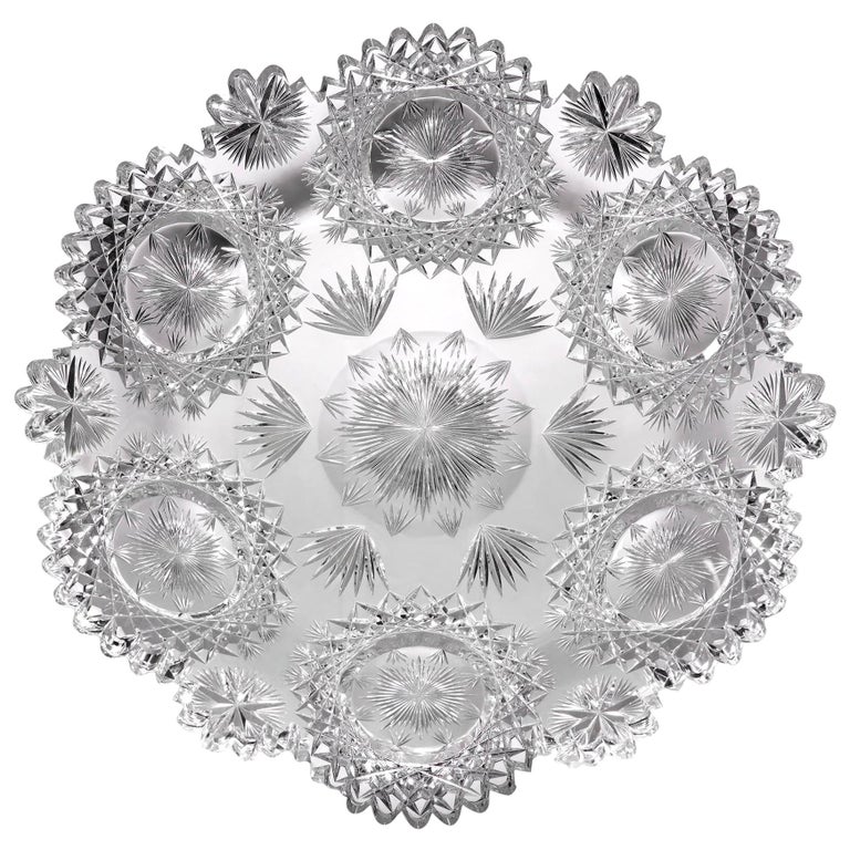 North Star American Brilliant Period Cut Glass Plate For Sale at 1stDibs