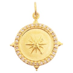 North Star Charm, .19 Carat Diamond Pendant, Diamond North Star Medallion