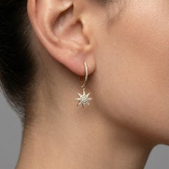 0.27ct Diamond North Star 14K Gold Drop Huggie Earrings
