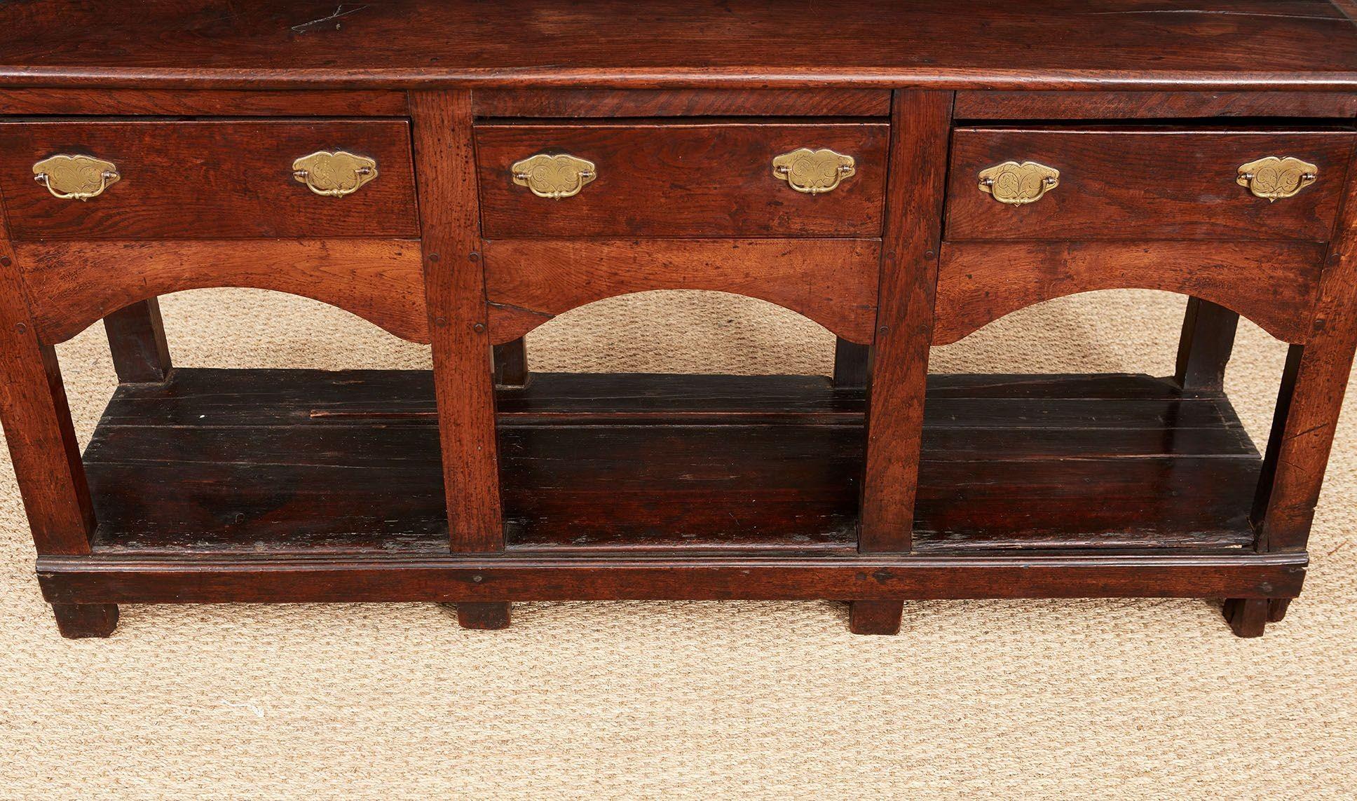 18th Century North Wales 8-Leg Potboard Dresser Base For Sale