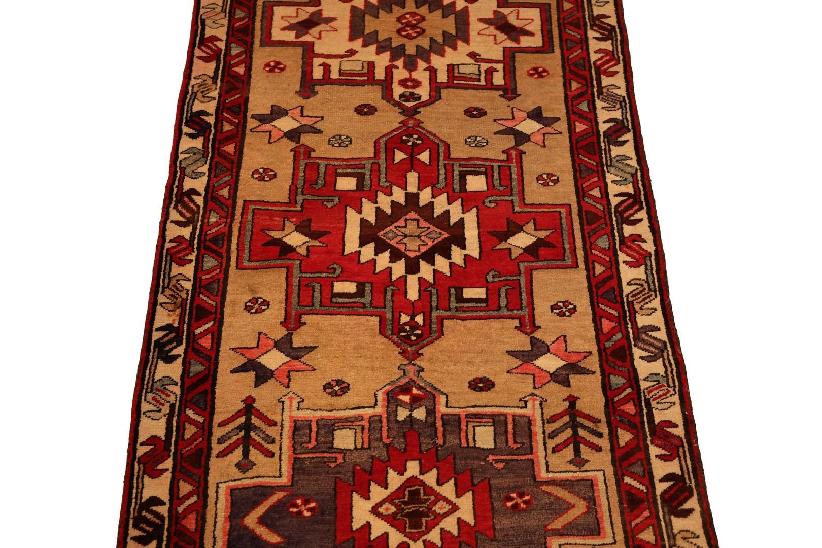 Noué à la main Tapis de couloir semi-ancien persan du Nord-Ouest - 2'11