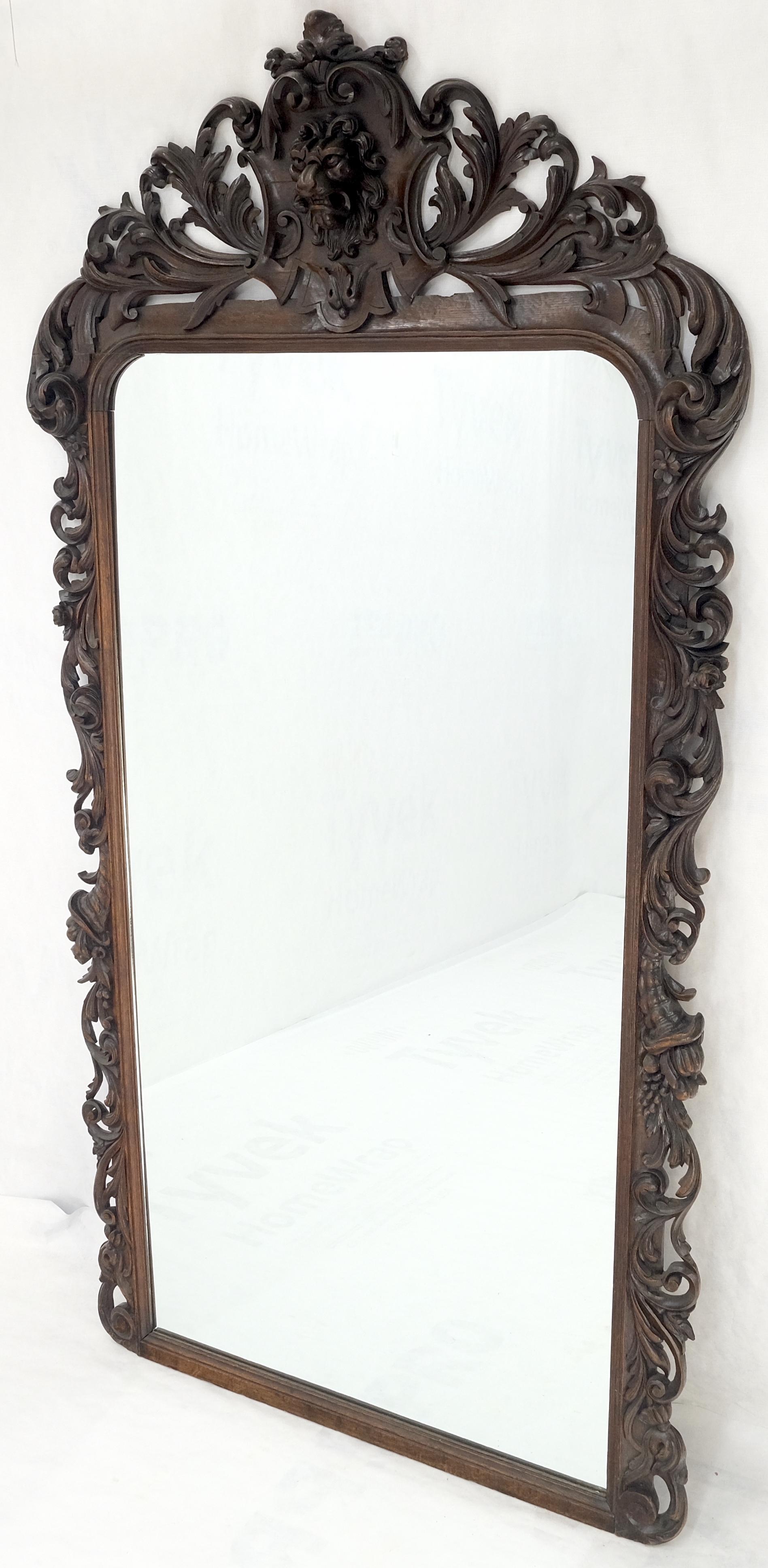 North Winds Standing 8 Feet Tall Heavily Carved Oak Floor Wall Mirror Clean! For Sale 4