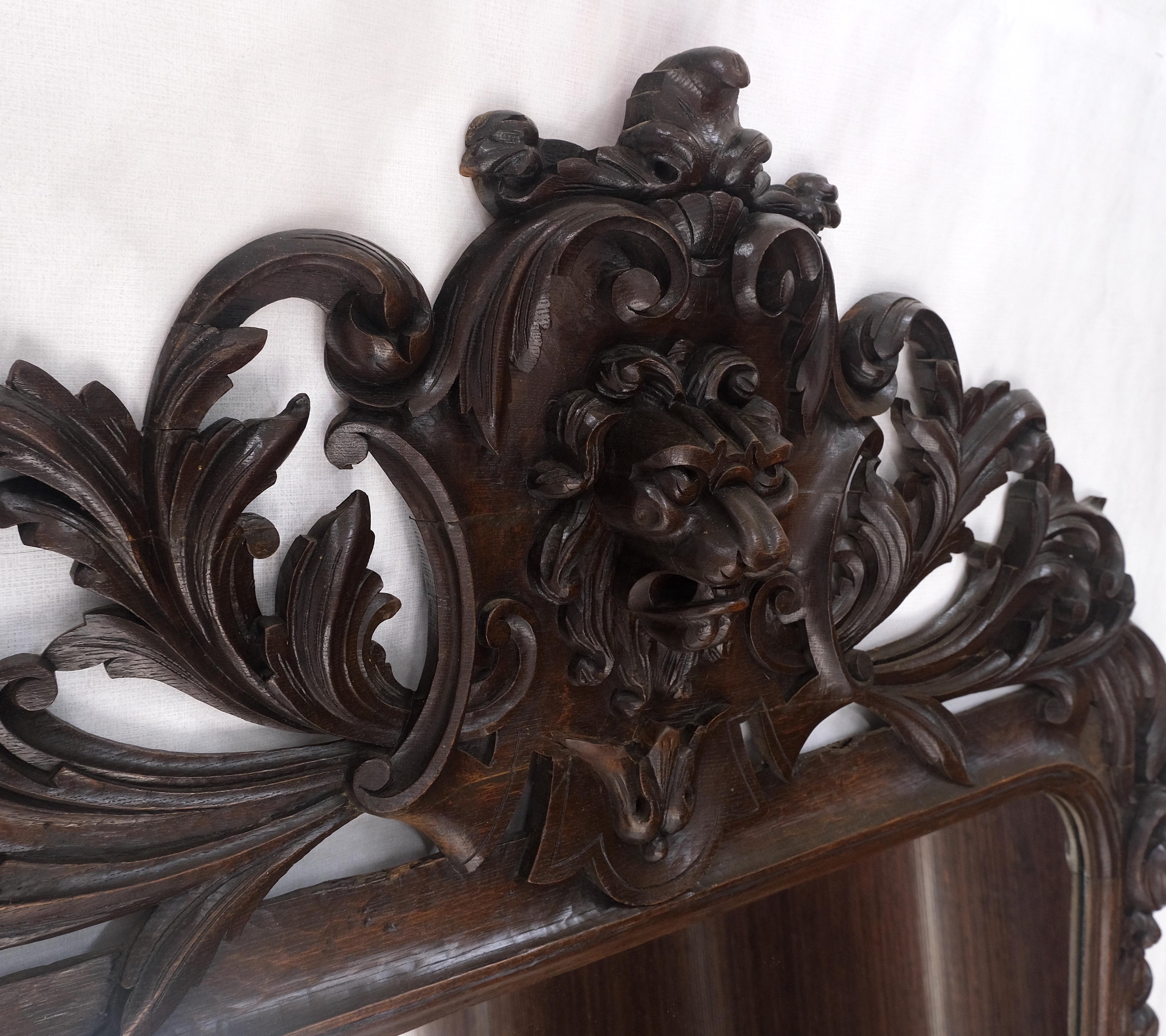 Néo-baroque North Winds Standing 8 Feet Tall Heavily Carving Oak Floor Wall Mirror Clean ! en vente