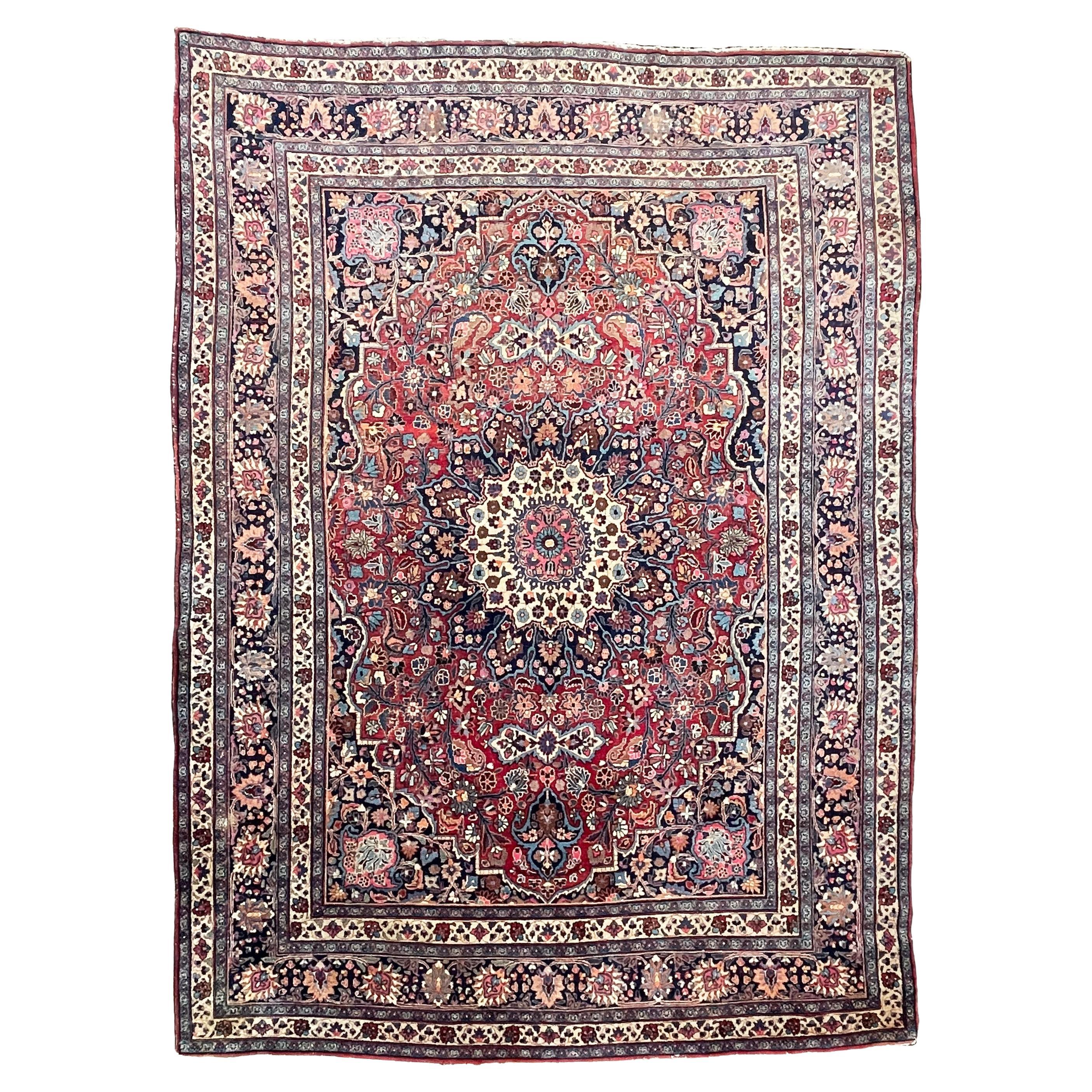 Northeast Antique Blooming Jewel Flora Rug, c. 1940's