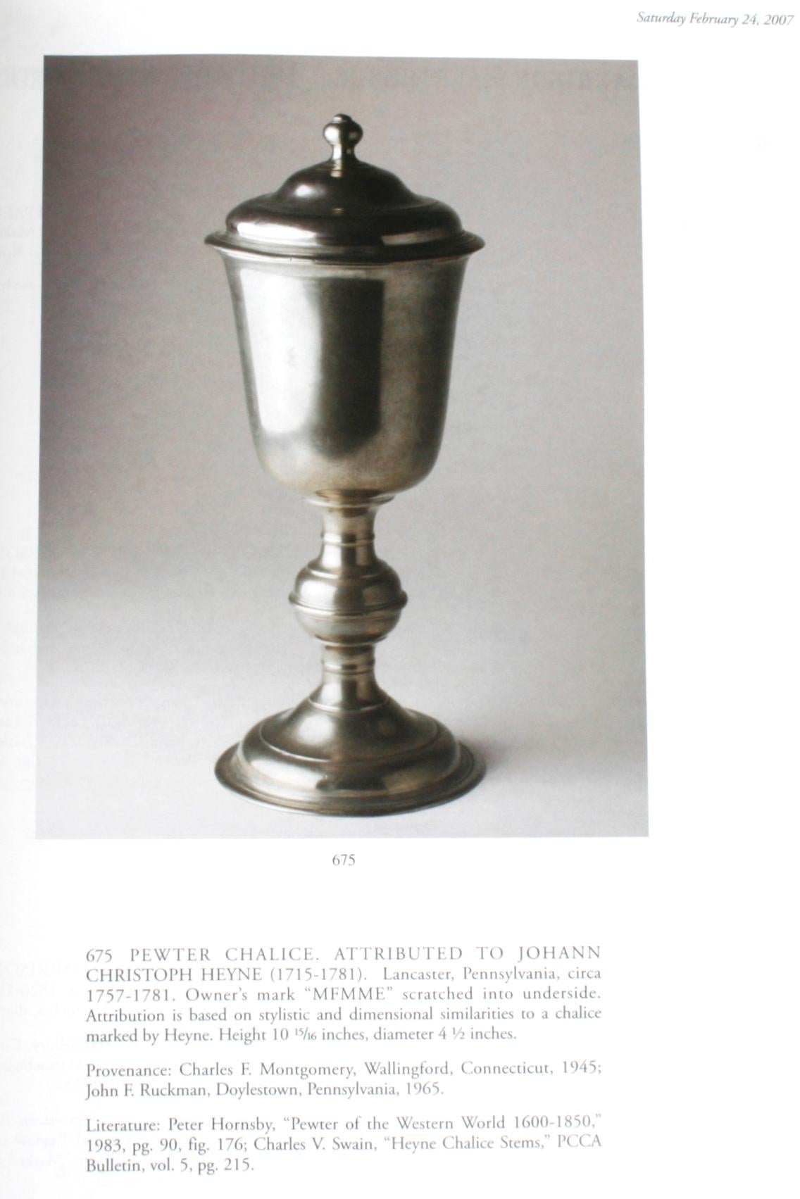 Northeast Auctions, The Charles V. Swain Collection of Pewter 1