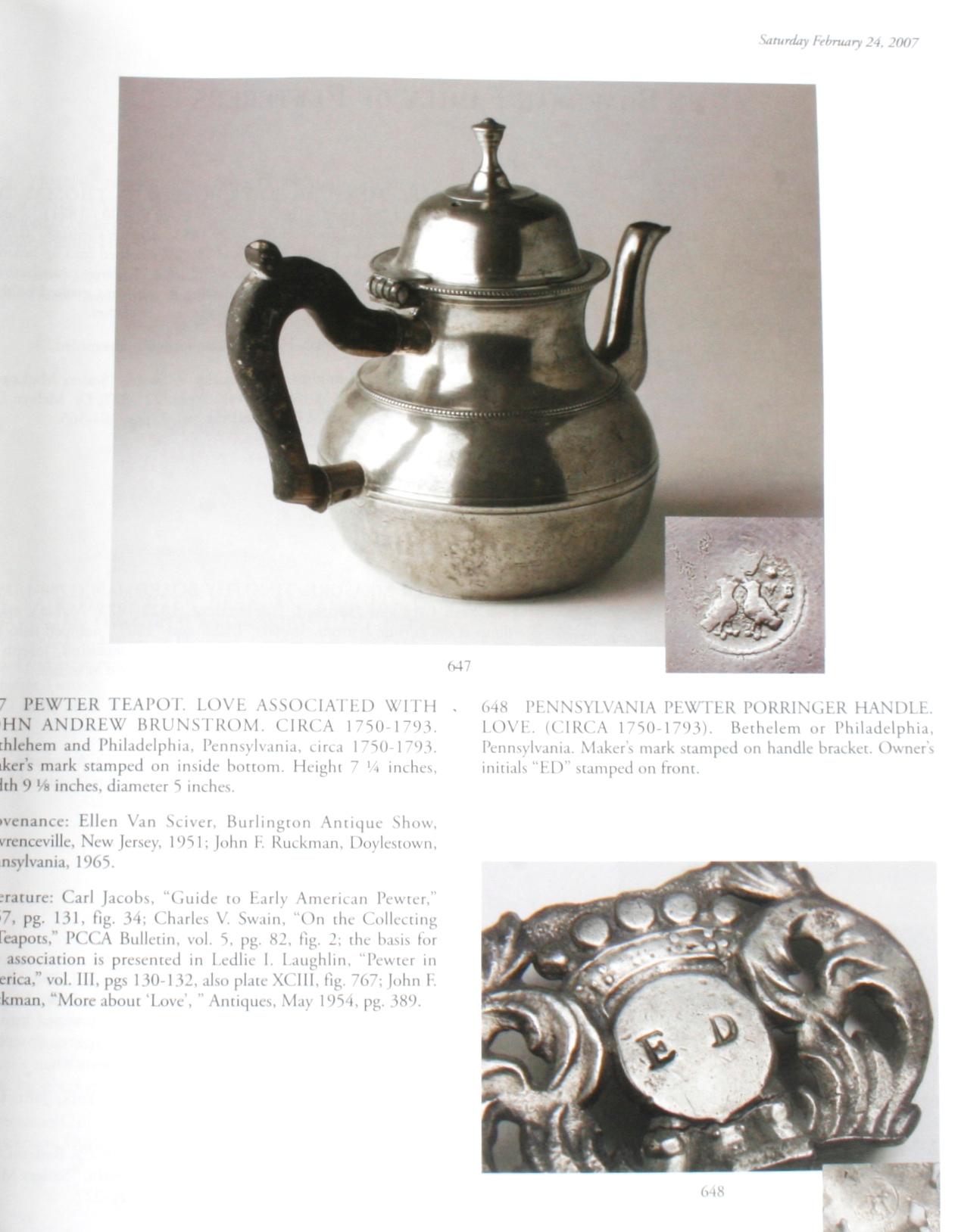 Paper Northeast Auctions, The Charles V. Swain Collection of Pewter