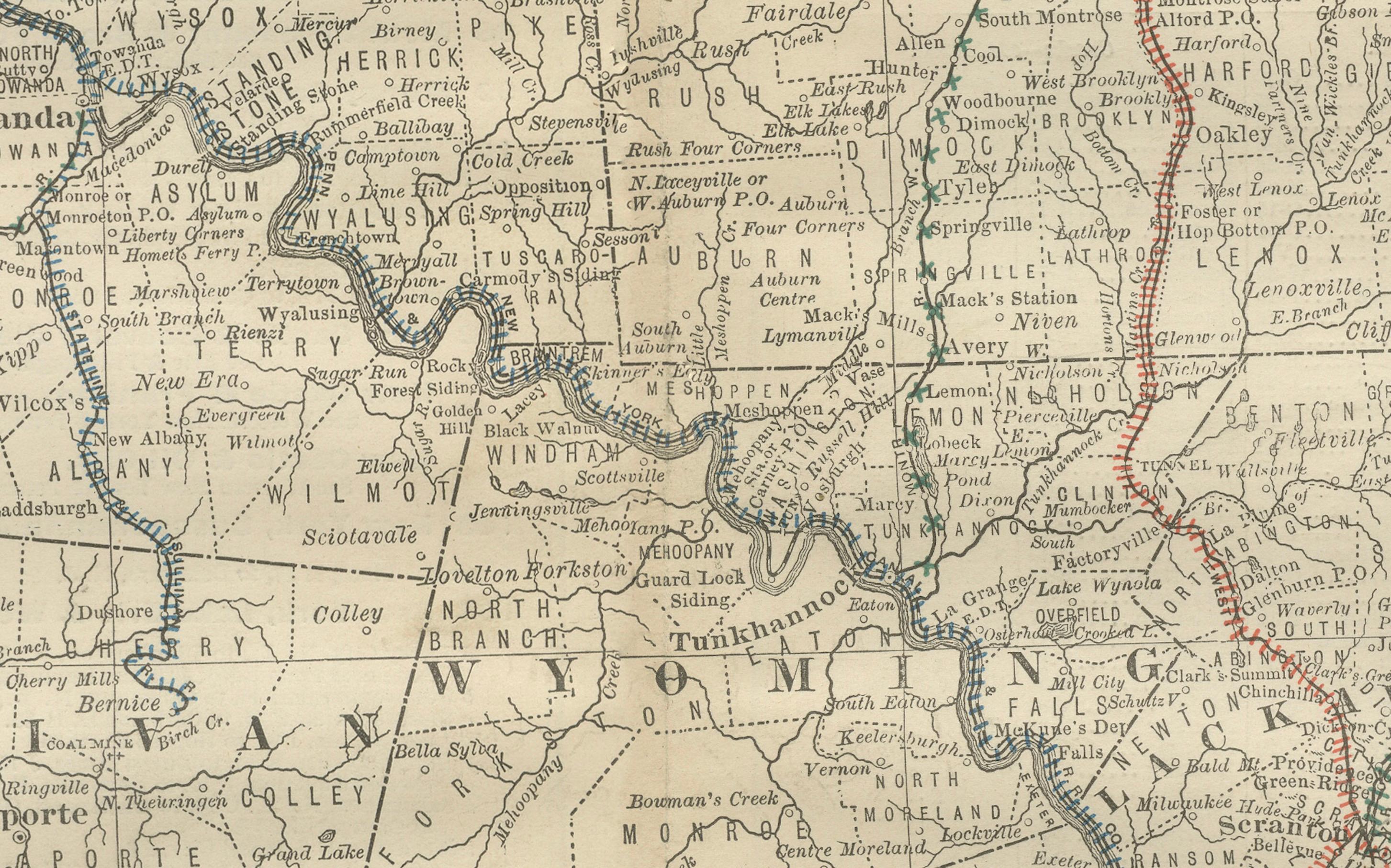 Carte ancienne du nord-est de la Pennsylvanie c.1888 - Villes et comtés de l'Etat de Keystone en vente 4