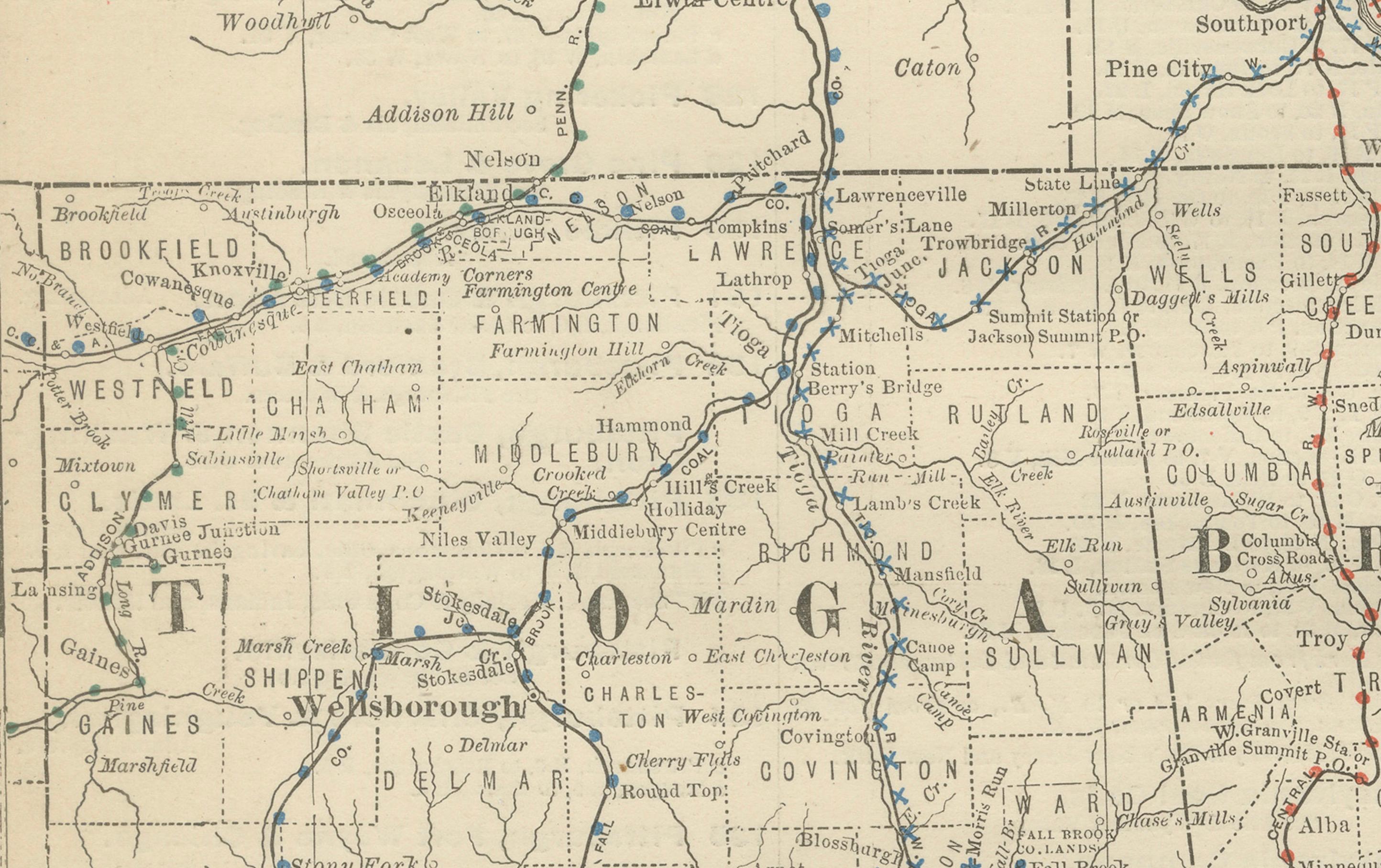 Carte ancienne du nord-est de la Pennsylvanie c.1888 - Villes et comtés de l'Etat de Keystone en vente 1