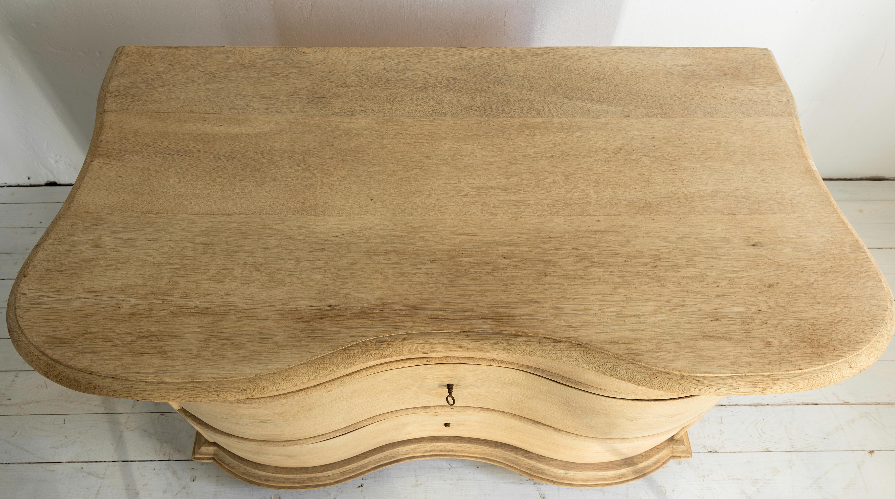 18th Century and Earlier Northern 18th Century Baroque Commode Galbée in Bleached Oak For Sale