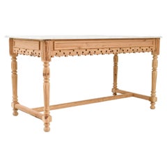 Northern African Wooden Dining Table with Marble Top Northern African Wooden Dining Table with Marble Top