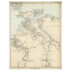 Northern Australia Map with The Routes of Explorers Ringwood and McMinn, 1878
