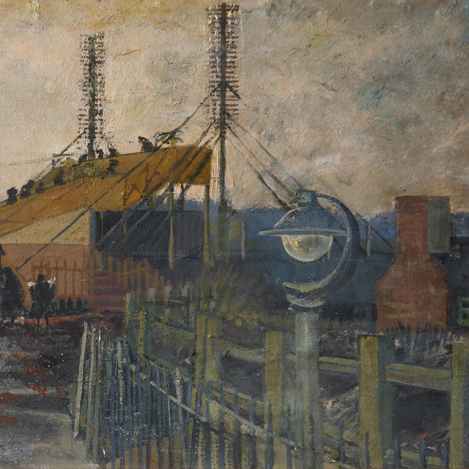 Northern British School Industrial Landscape, Original Oil Painting, Mid 20th C. In Good Condition In Bristol, GB