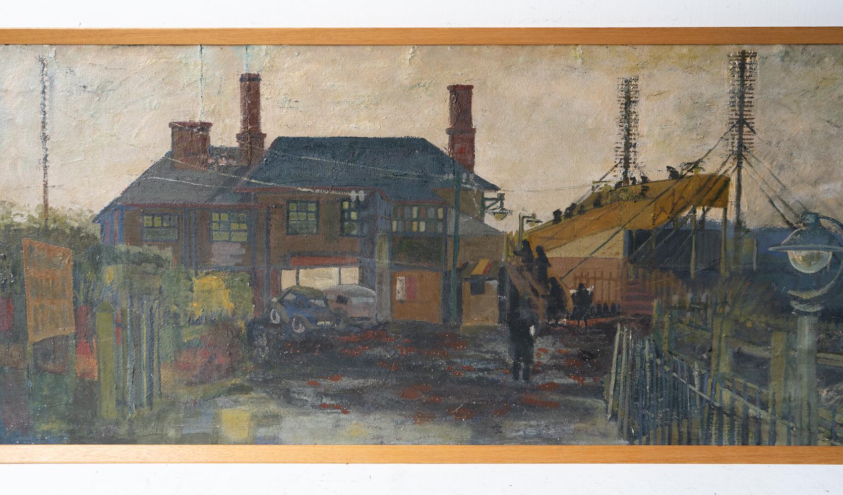 Northern British School Industrial Landscape, Original Oil Painting, Mid 20th C. For Sale 2