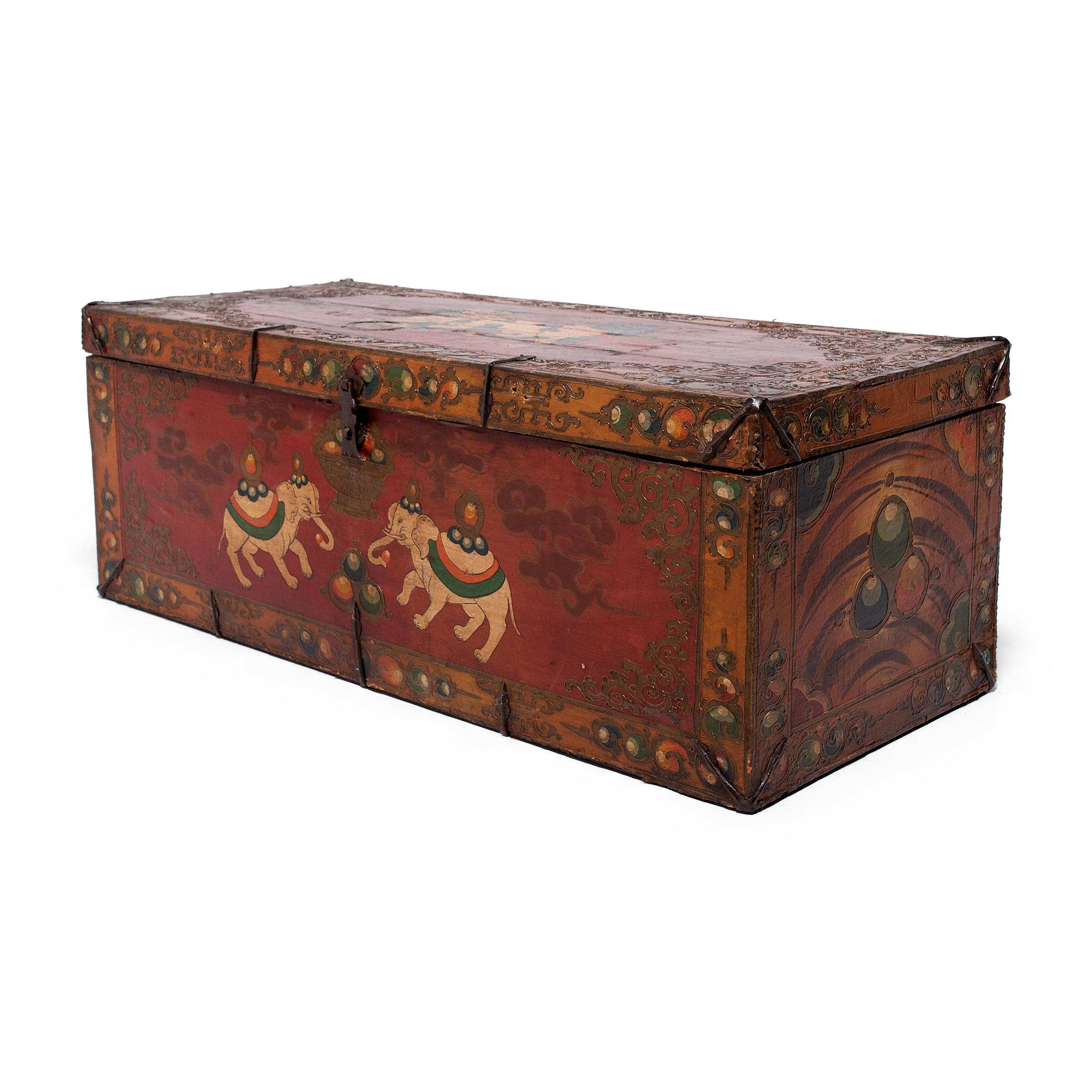 Lacquered Northern Chinese Painted Elephant Trunk, c. 1900