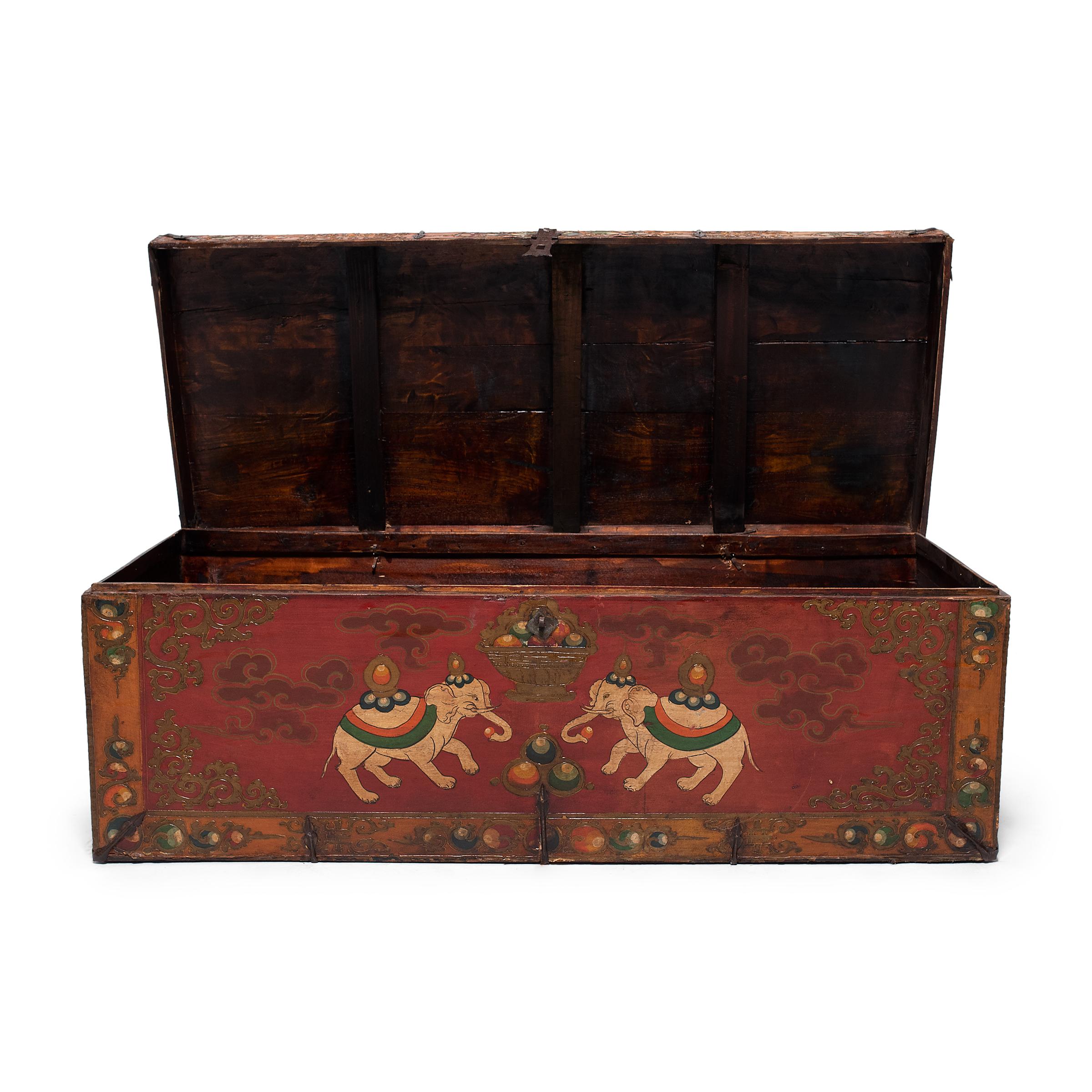 20th Century Northern Chinese Painted Elephant Trunk, c. 1900