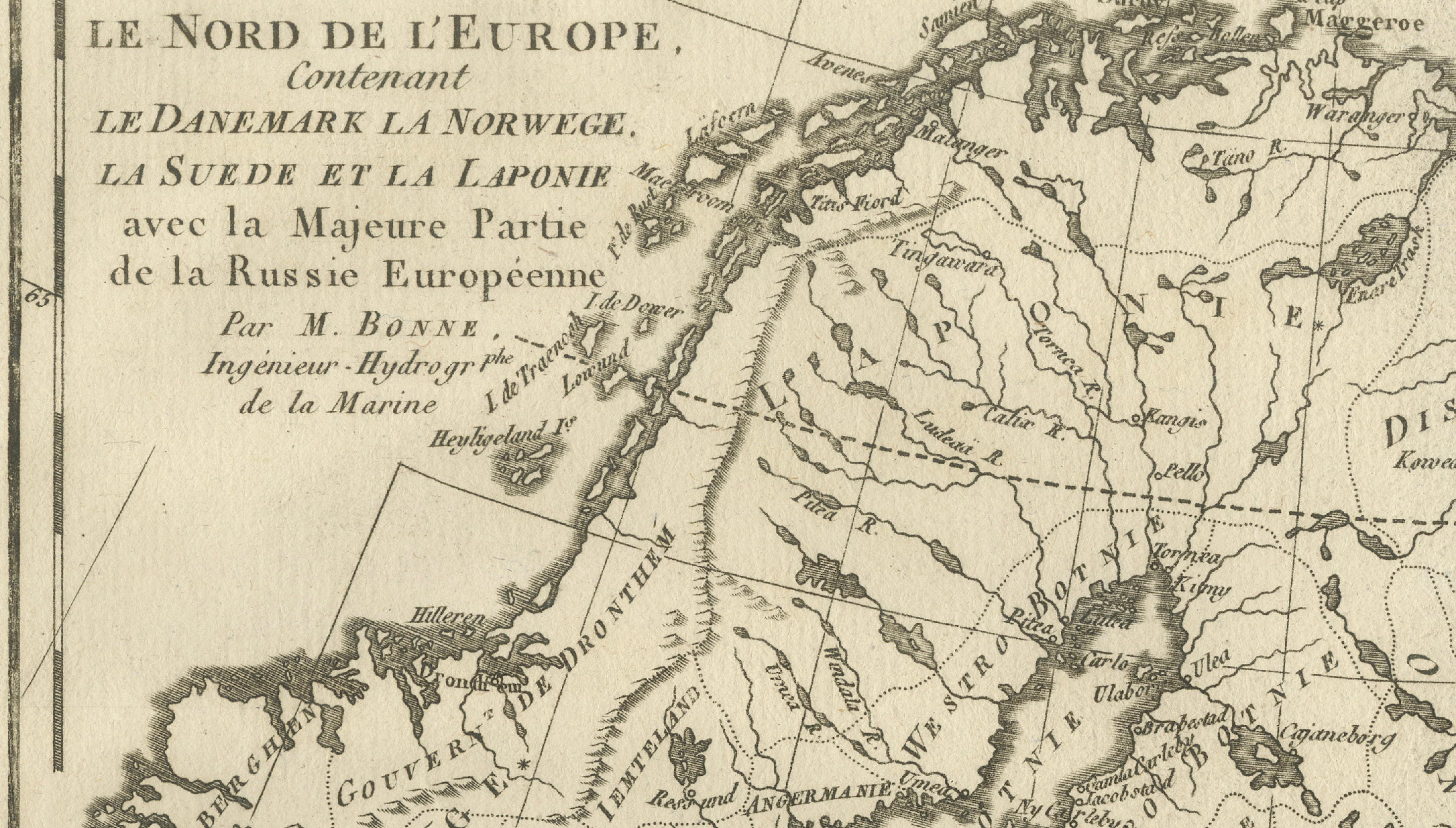 Northern Europe & Arctic Regions – Rigobert Bonne’s Map of Scandinavia, c.1780
