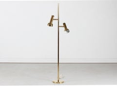 Northern European Floor Lamp of Brass with Lacquer and Adjustable Shades 1970s