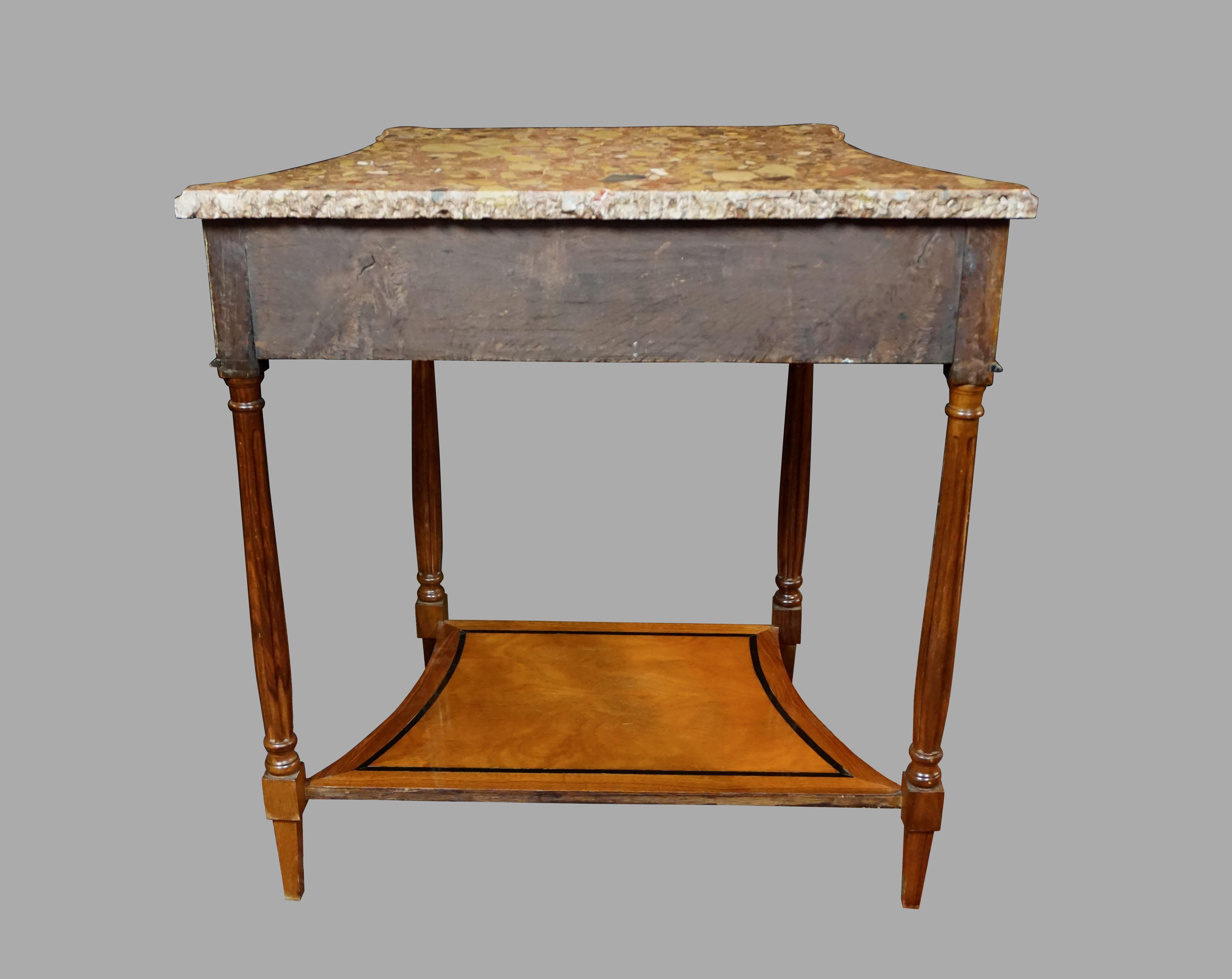 Northern European Inlaid Satinwood Neoclassical Marble-Top Console Table 10