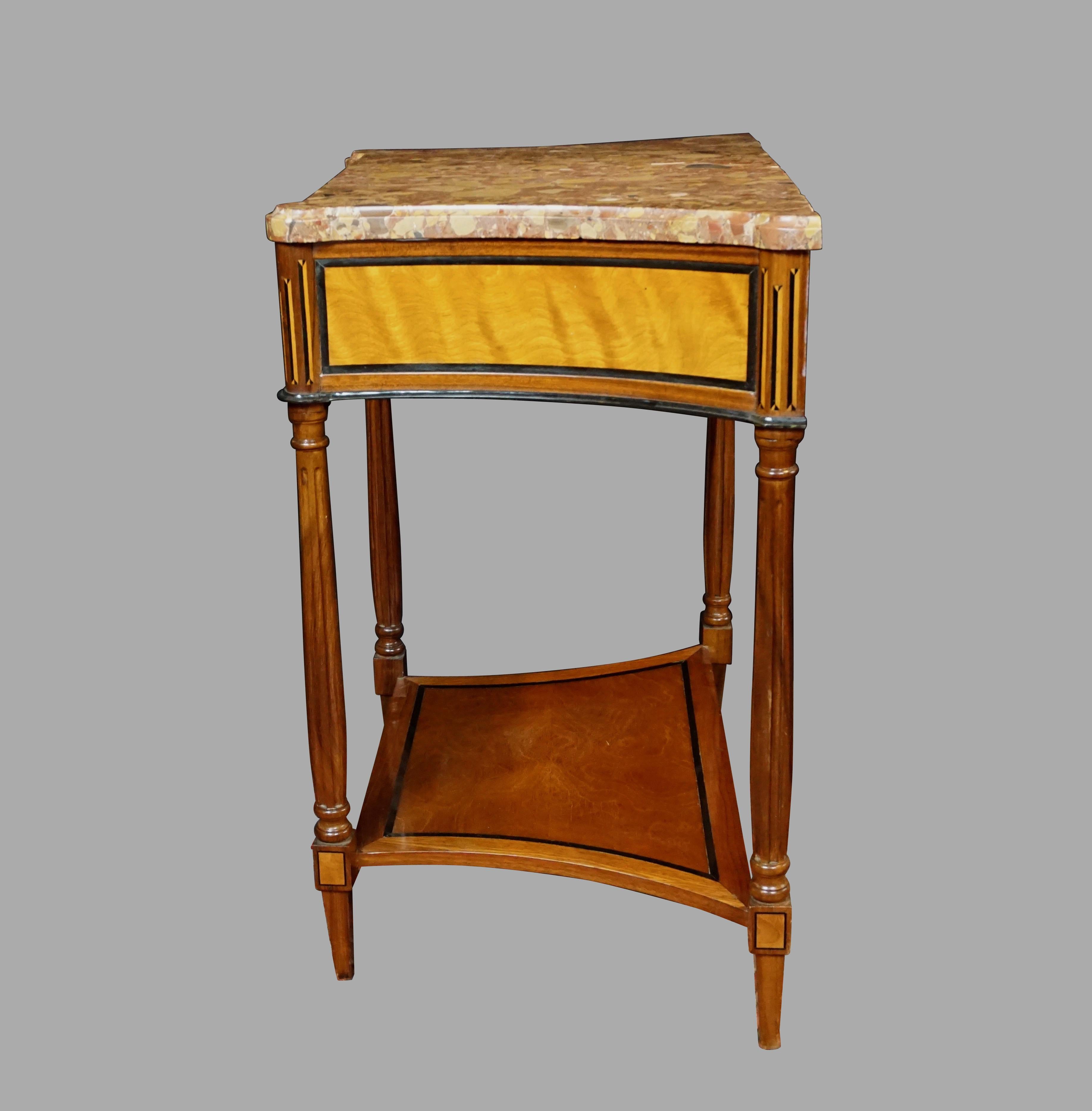 Northern European Inlaid Satinwood Neoclassical Marble-Top Console Table 2