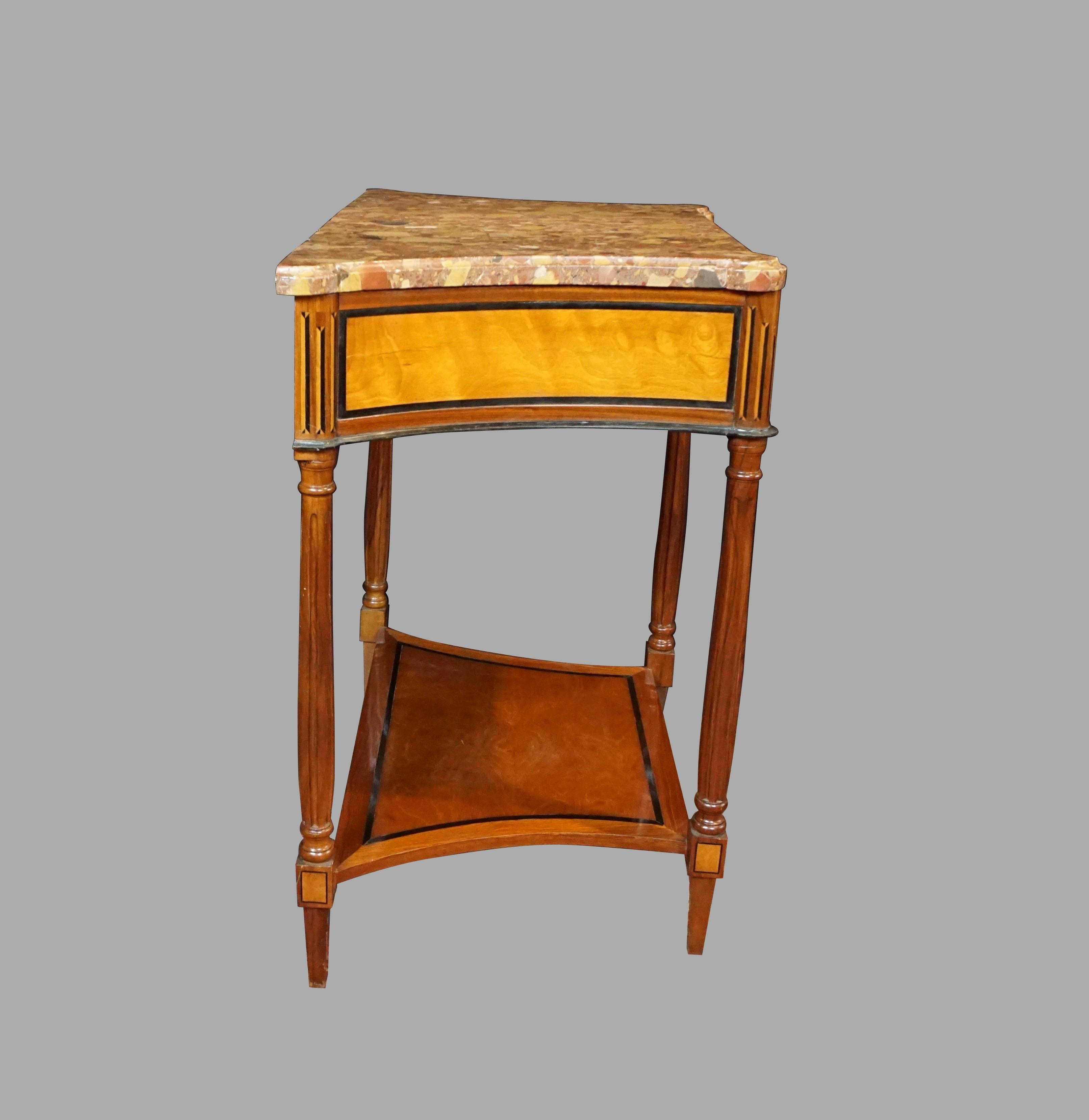 Late 18th Century Northern European Inlaid Satinwood Neoclassical Marble-Top Console Table