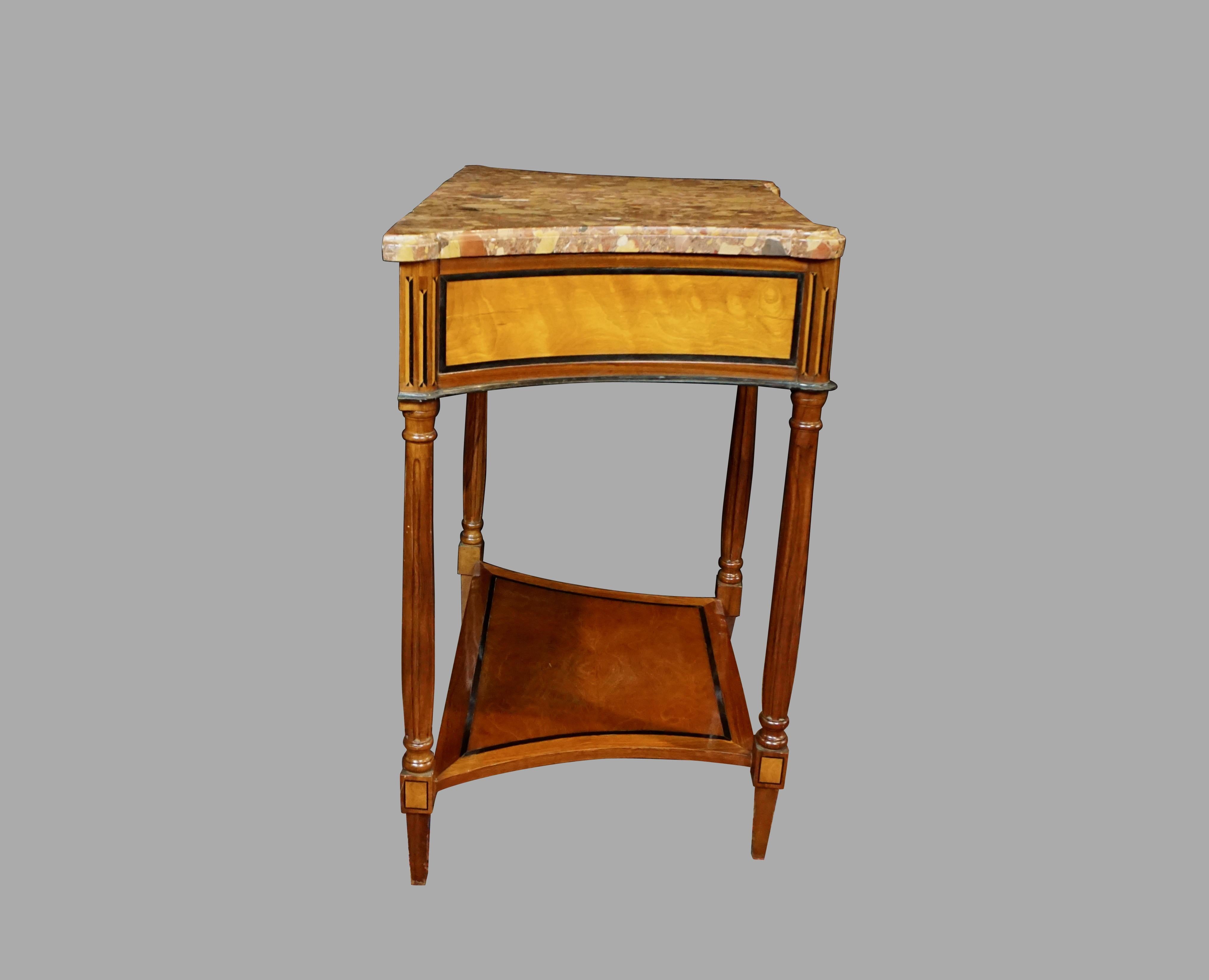 Northern European Inlaid Satinwood Neoclassical Marble-Top Console Table 1