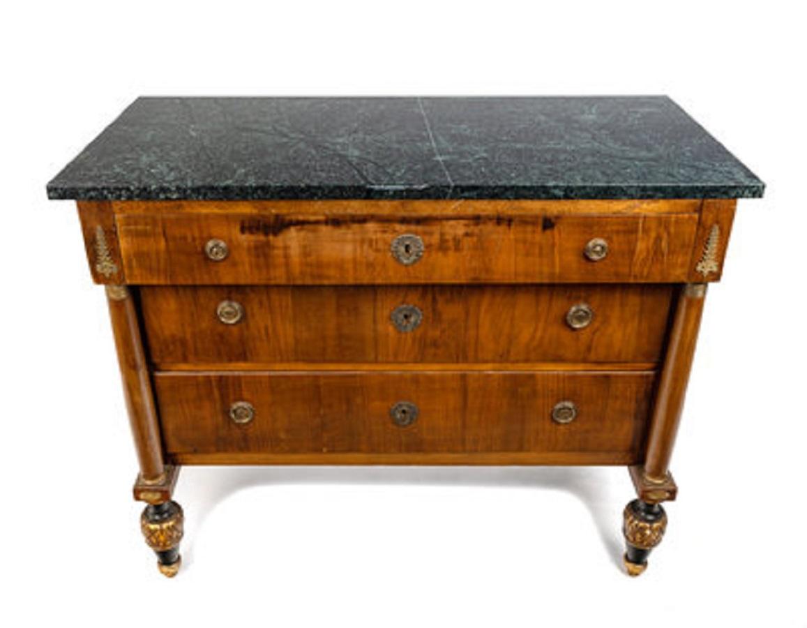 Northern European Mahogany Marble Top Commode with Painted Feet, 19th Century In Good Condition For Sale In Savannah, GA