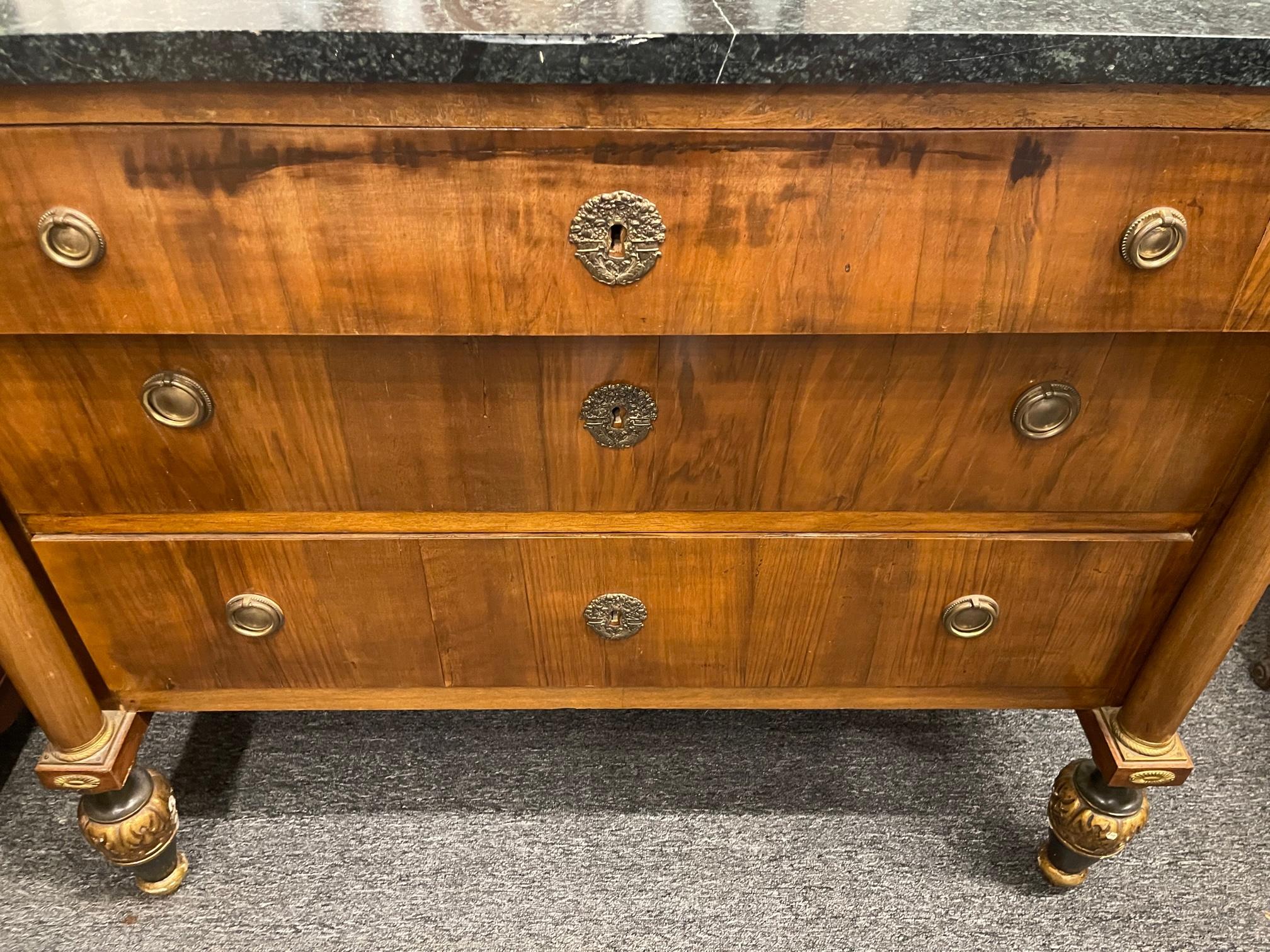 Northern European Mahogany Marble Top Commode with Painted Feet, 19th Century For Sale 6