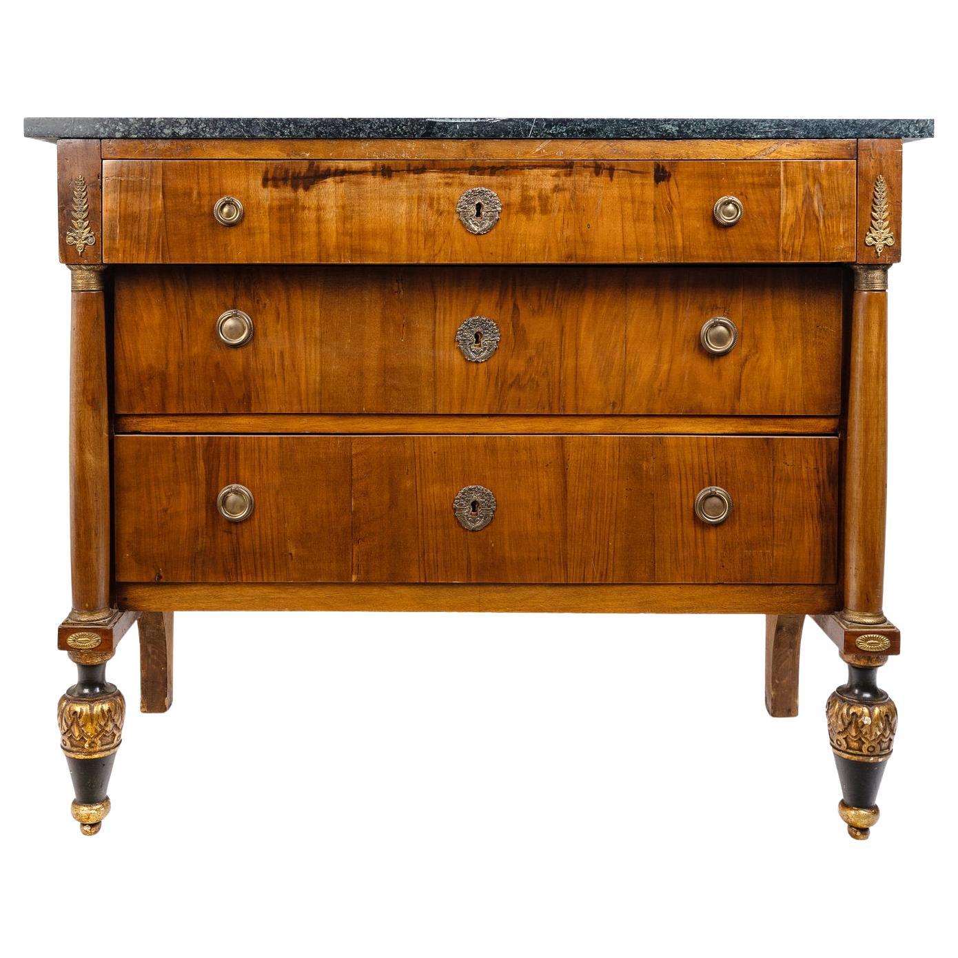 Northern European Mahogany Marble Top Commode with Painted Feet, 19th Century For Sale