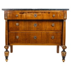 Antique Northern European Mahogany Marble Top Commode with Painted Feet, 19th Century