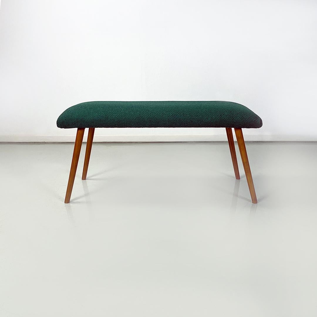 Northern European Mid Century Green Fabric Pouf or Footrest and Bench Legs 1960s For Sale 4