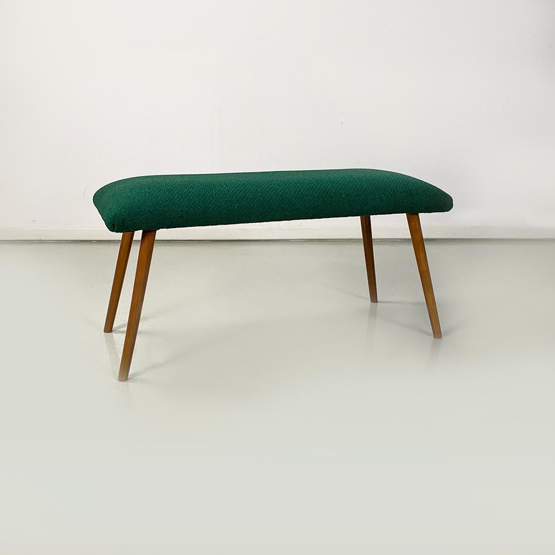 Northern European Mid Century Green Fabric Pouf or Footrest and Bench Legs 1960s For Sale 5