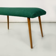 Northern European Mid Century Green Fabric Pouf or Footrest and Bench Legs 1960s