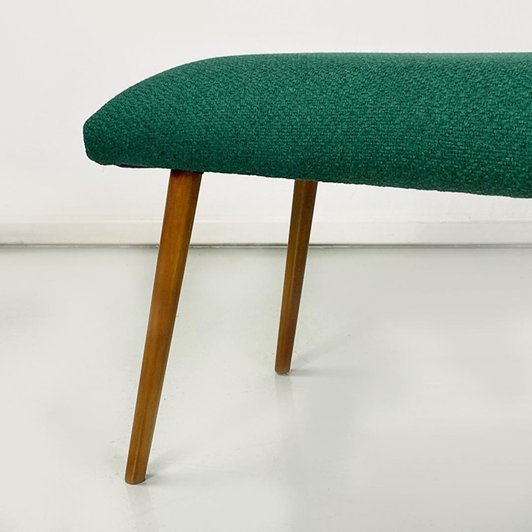 Italian Northern European Mid Century Green Fabric Pouf or Footrest and Bench Legs 1960s For Sale