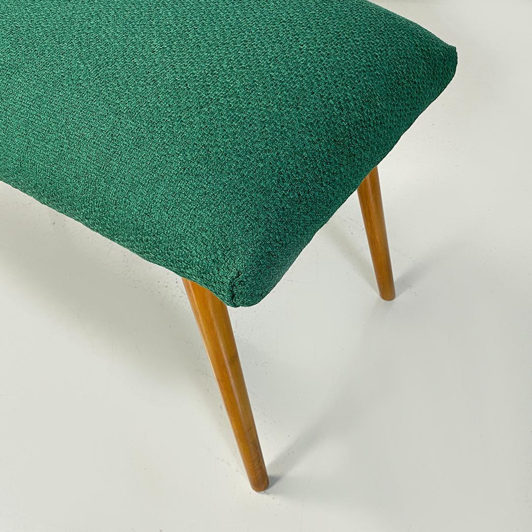 Northern European Mid Century Green Fabric Pouf or Footrest and Bench Legs 1960s In Good Condition For Sale In MIlano, IT