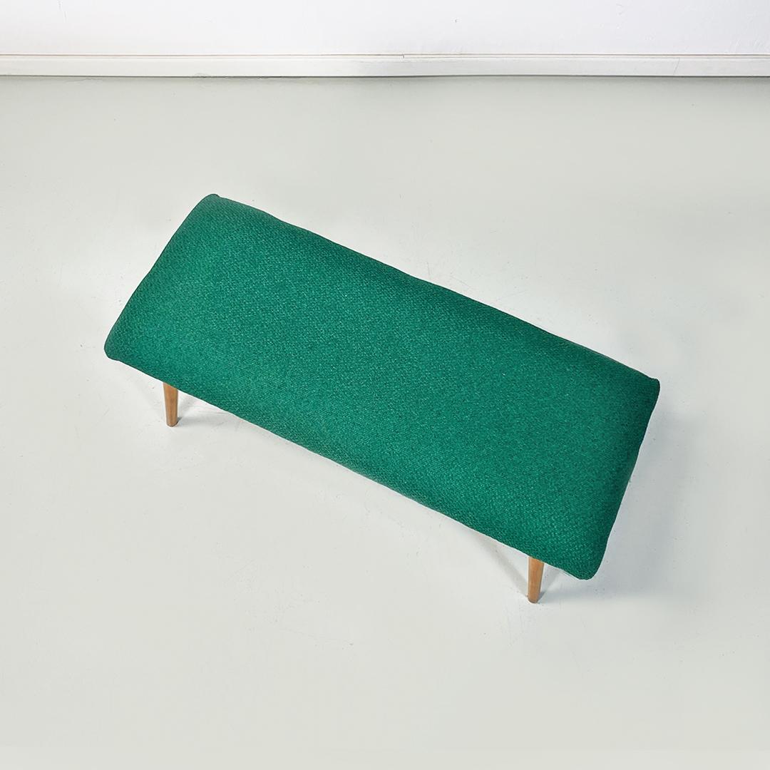 Northern European Mid Century Green Fabric Pouf or Footrest and Bench Legs 1960s For Sale 1
